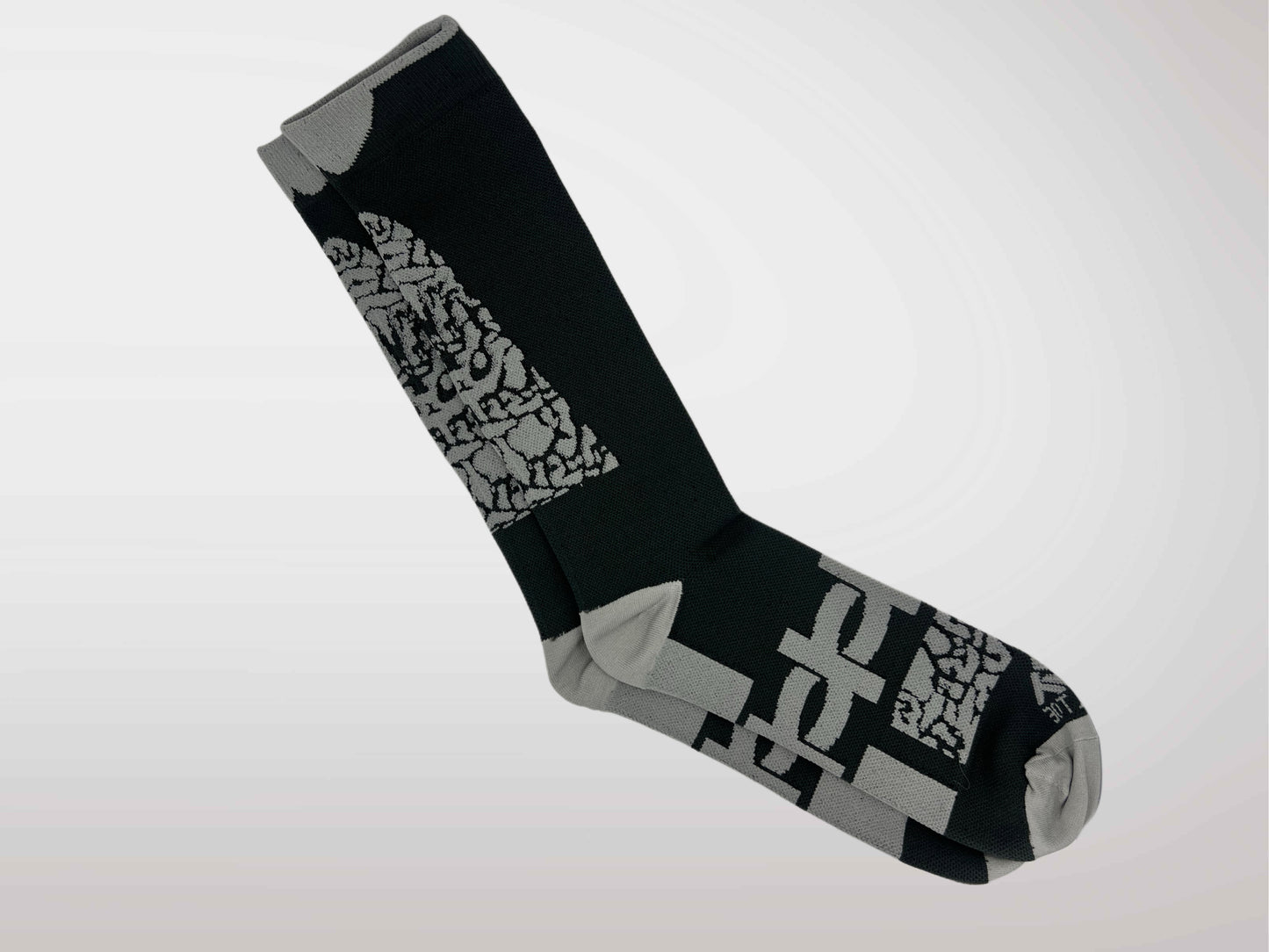 Cement Compression Hill Toe Sock featuring grey elephant-print panels, seamless toe, and H-band arch support — designed to pair with classic cement sneakers.