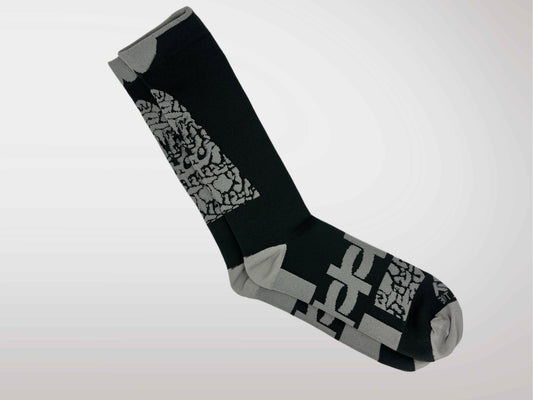Cement Compression Hill Toe Sock featuring grey elephant-print panels, seamless toe, and H-band arch support — designed to pair with classic cement sneakers.